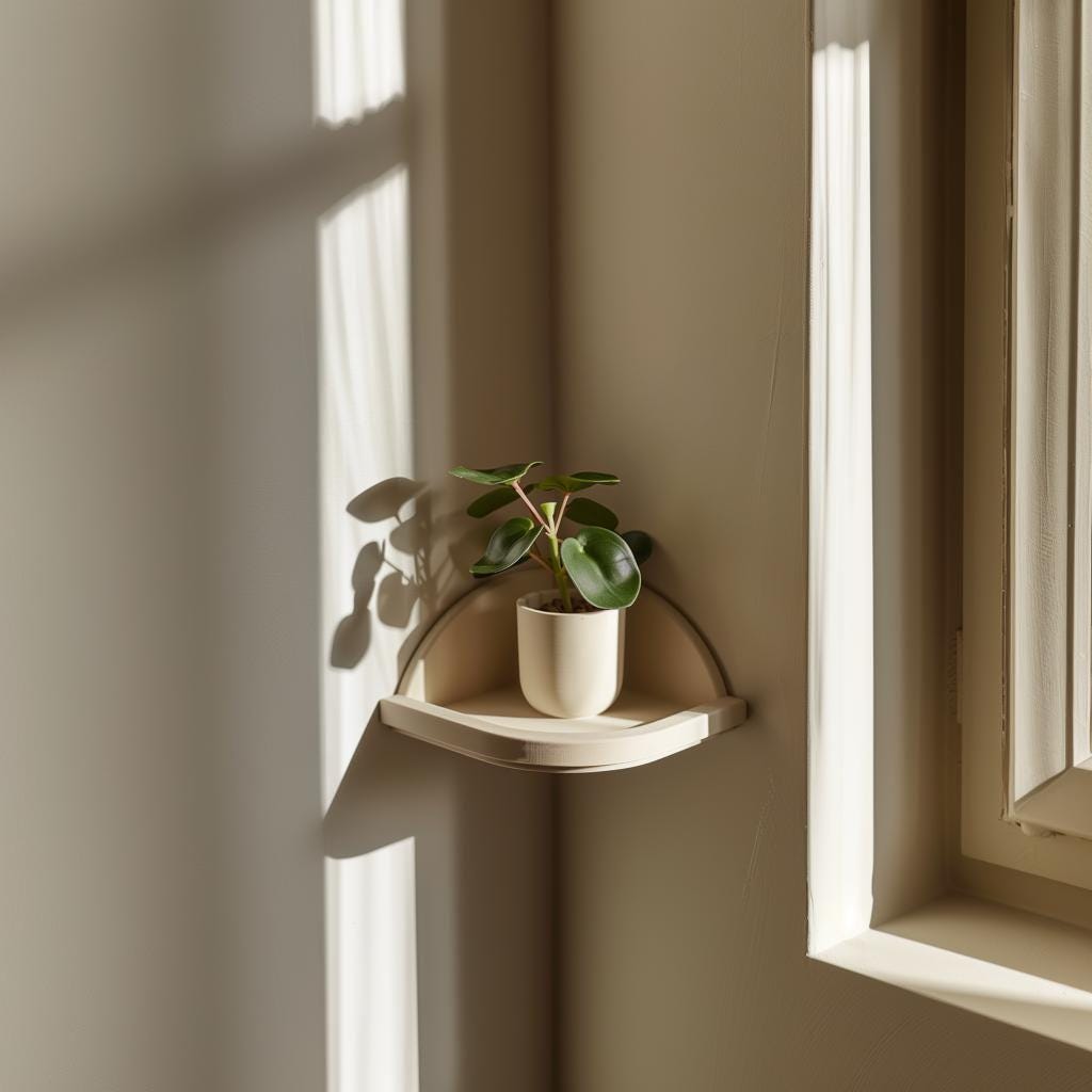 Alternate product view of 3D Printed Minimal Corner Wall Shelf.