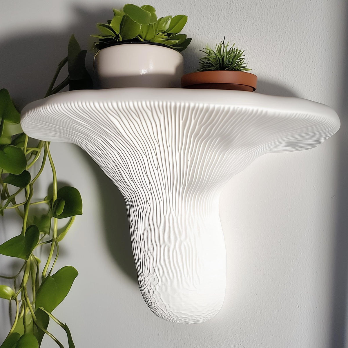 3D Printed Layered Mushroom Wall Shelf shown in the product image.