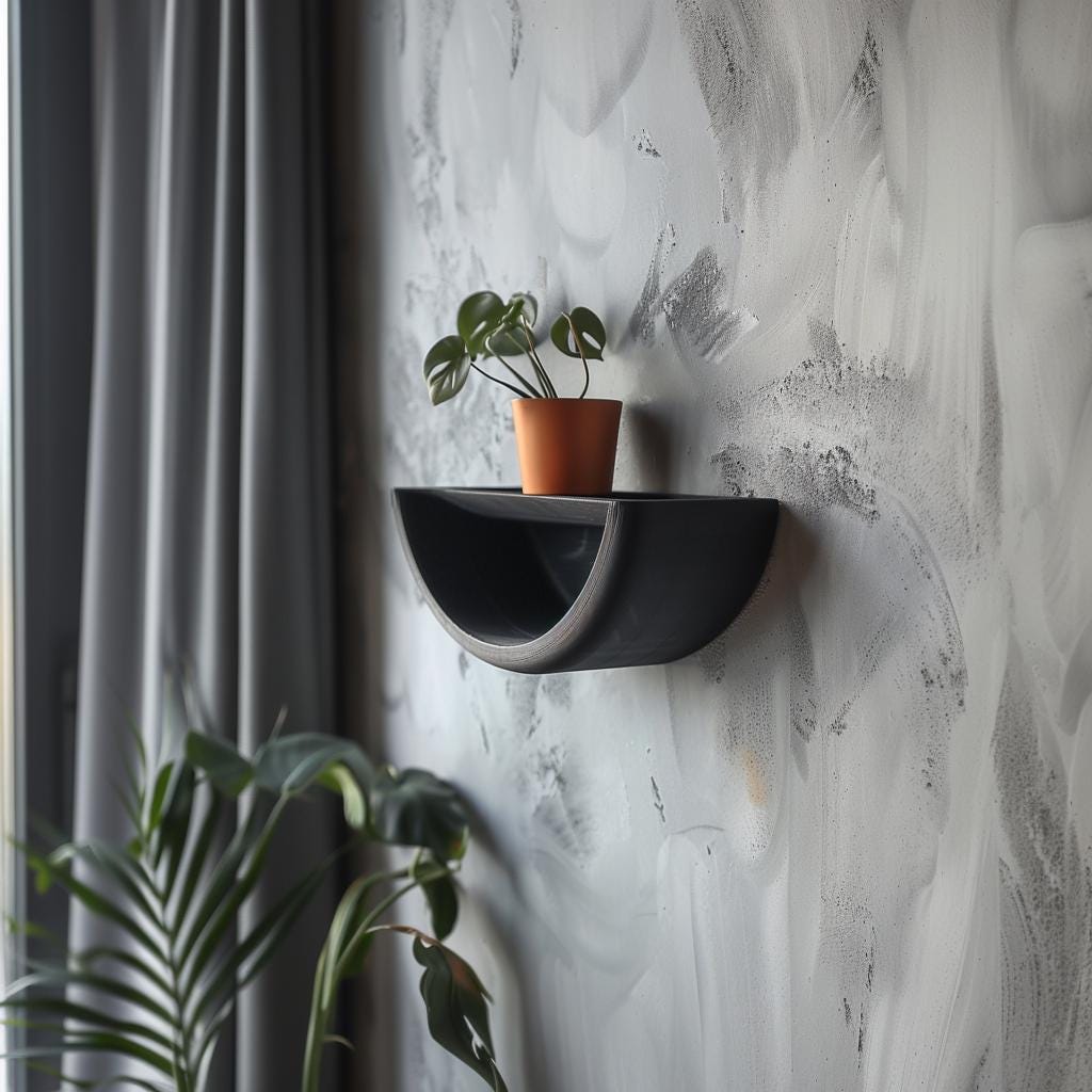 Product gallery view of 3D Printed Half-Circle Wall Shelf.