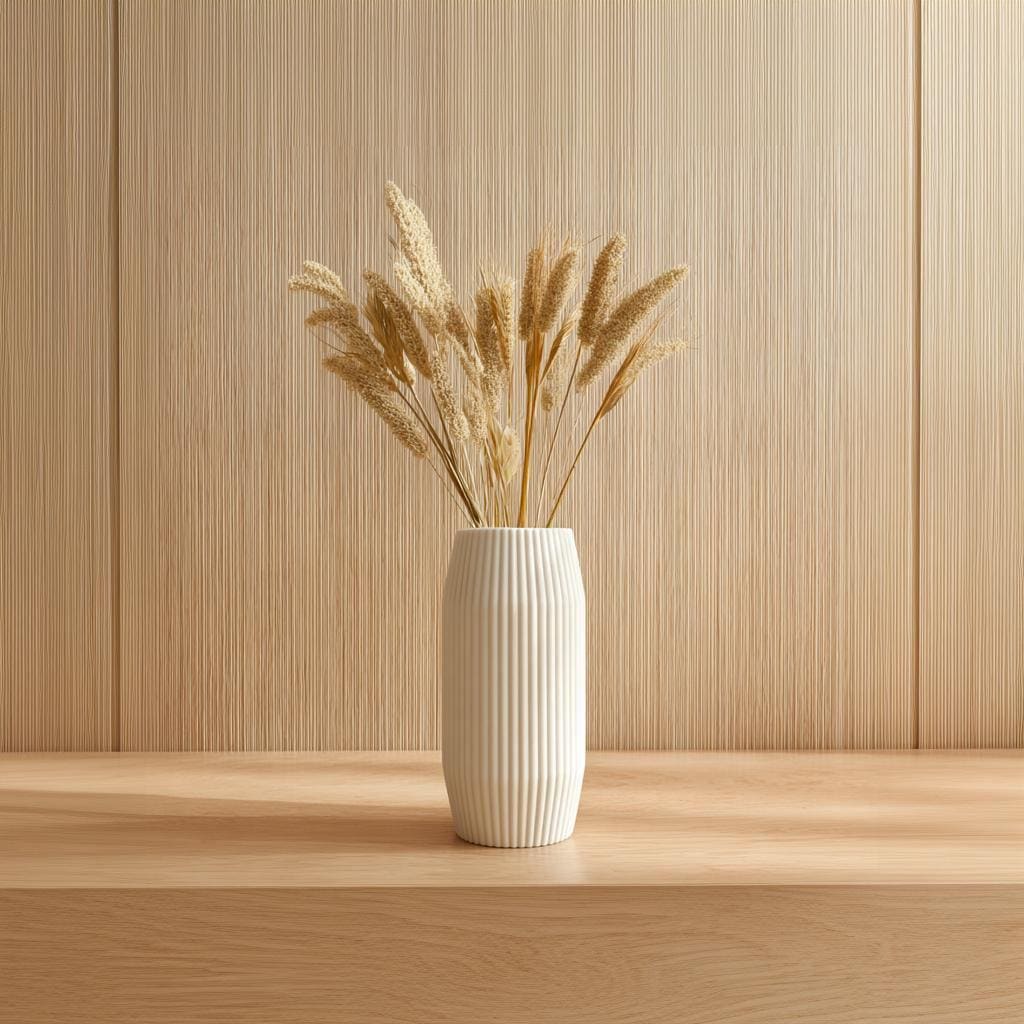 Additional product view of 3D Printed Ribbed Dry Flower Vase.