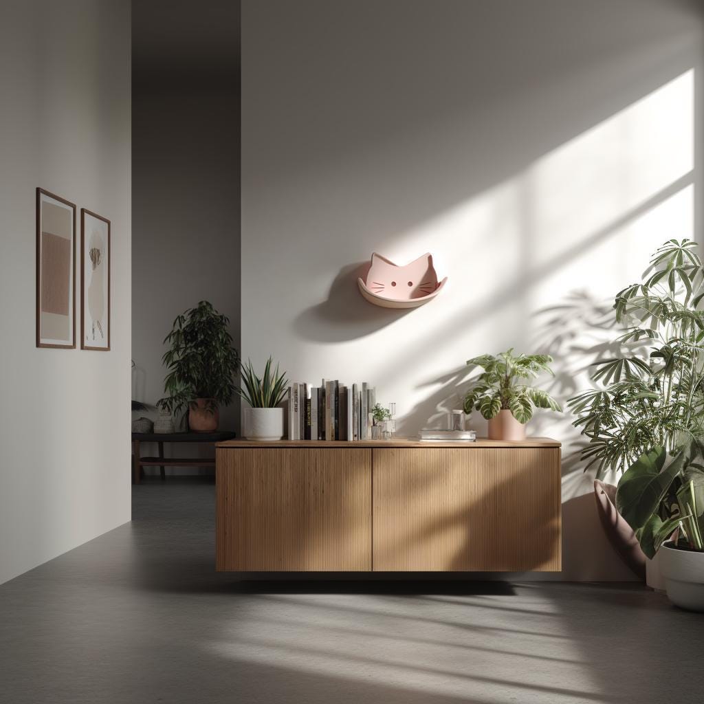 3D Printed Cat Face Wall Shelf shown in the product image.