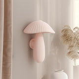 3D printed wall decor shaped like a soft pastel ribbed mushroom with elongated stem.