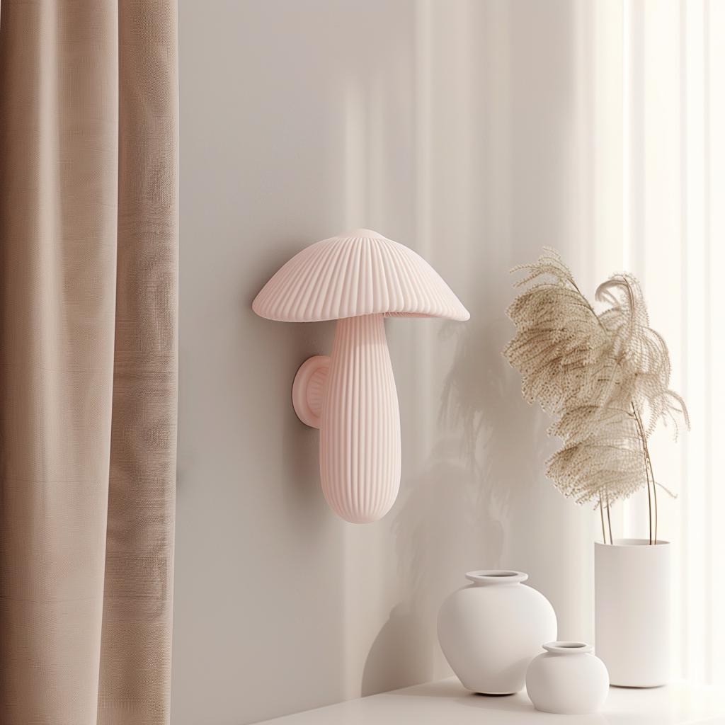 Product gallery view of 3D Printed Ribbed Mushroom Wall Sculpture.