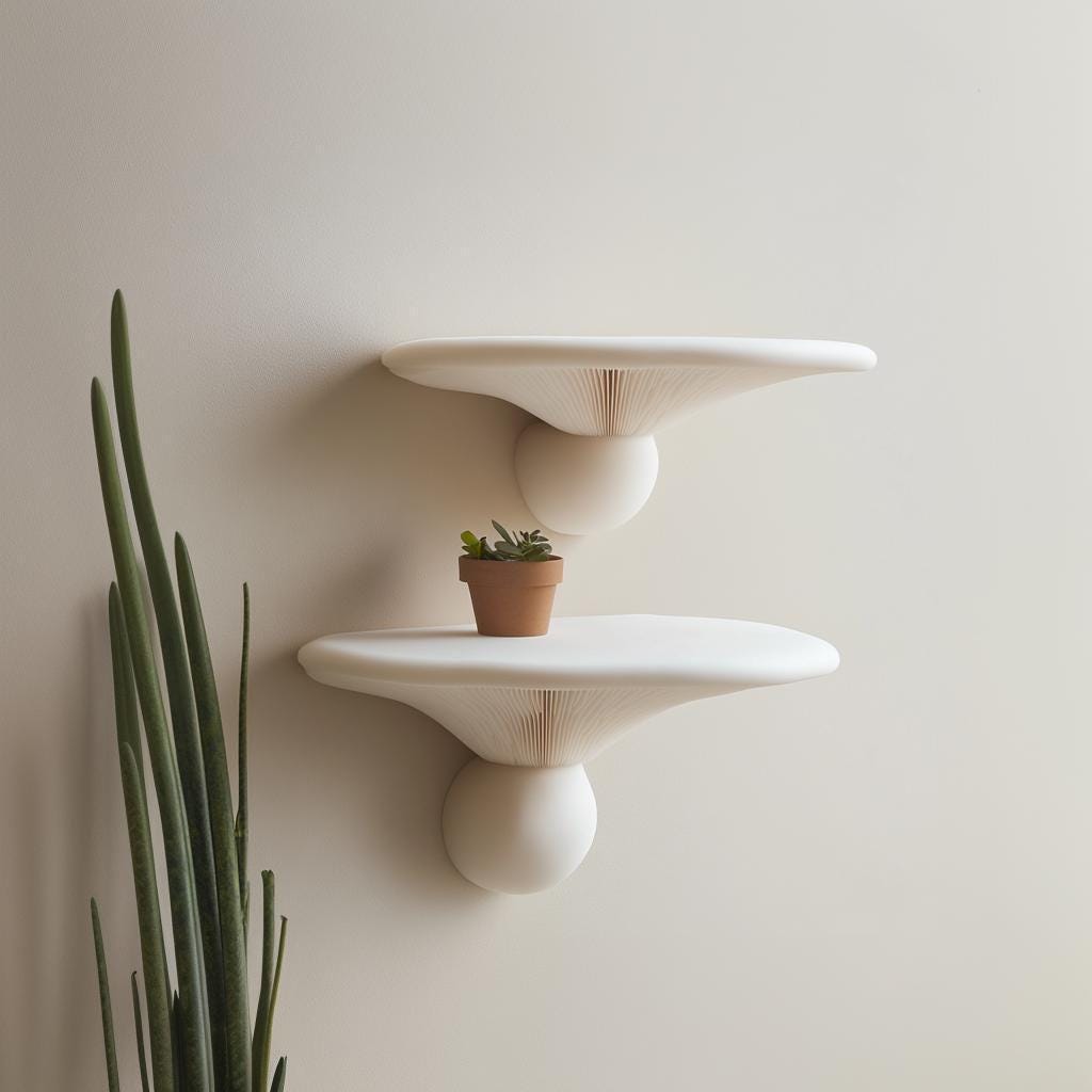 3D Printed Honey Mushroom Shelf Pair shown in the product image.