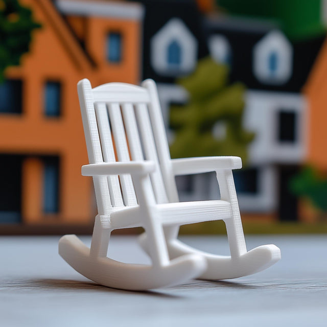 Miniature Rocking Chair | 3D Printed Dollhouse Furniture | 1:12 Scale Wooden-Style Rocker