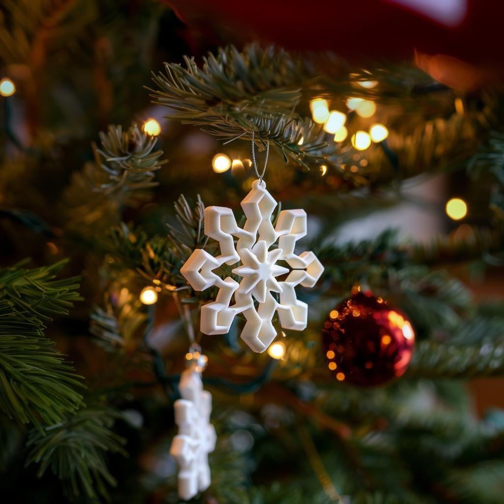 Alternate product view of 10-Piece 3D Printed Snowflake Ornament Set.