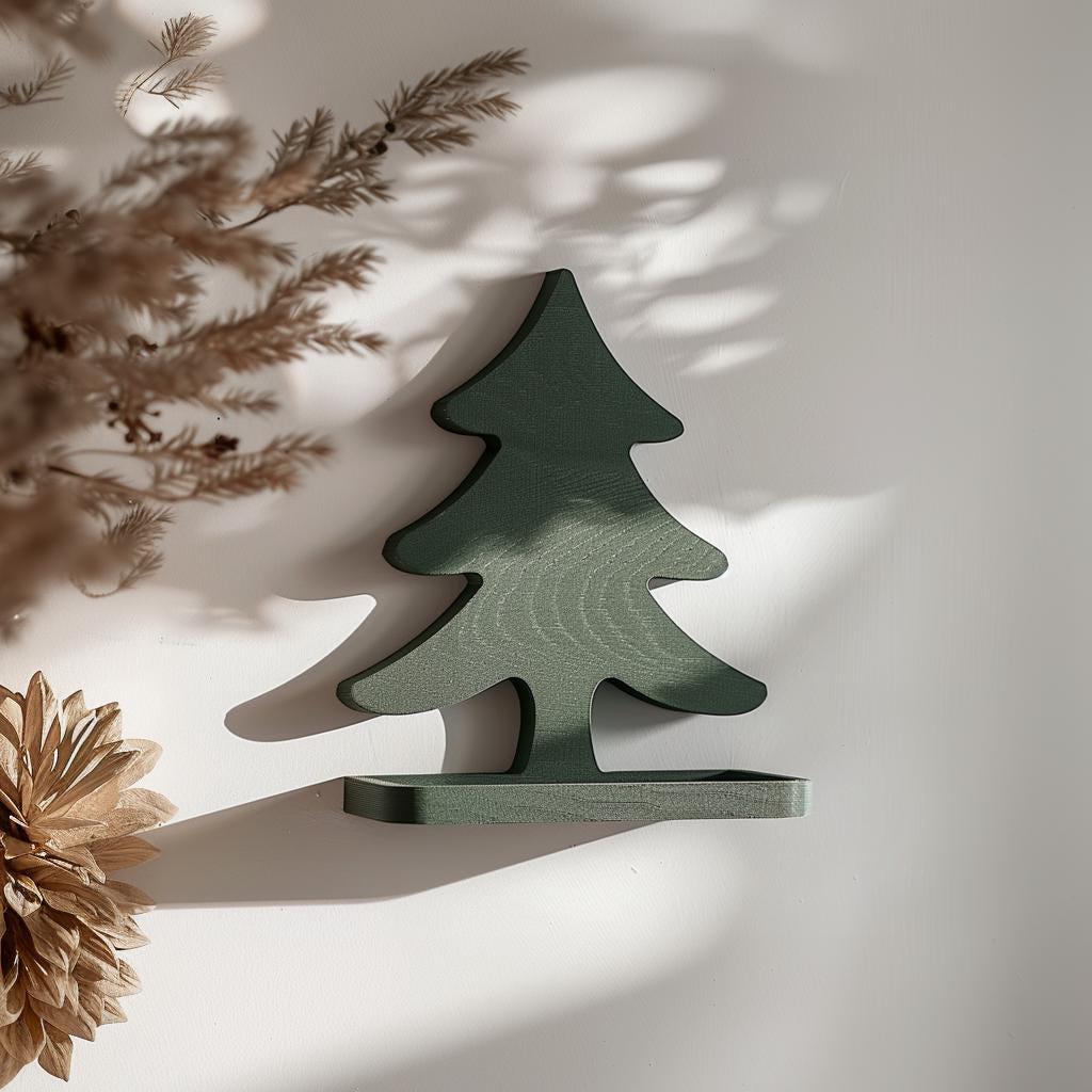Product gallery view of 3D Printed Christmas Tree Wall Shelf.