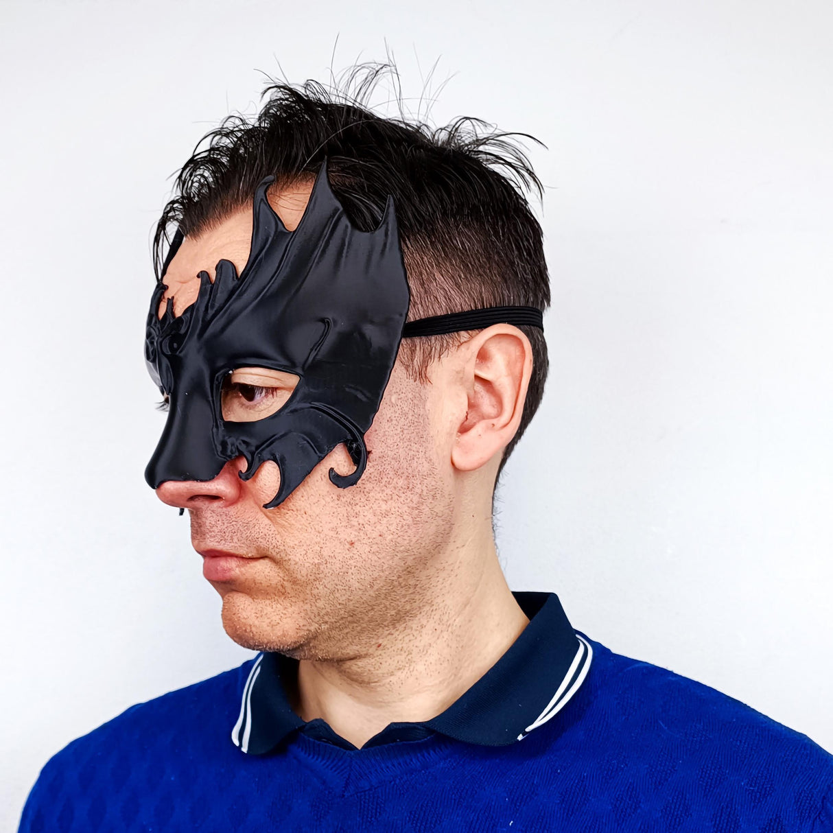 Product detail view of 3D Printed Gothic Masquerade Half Mask.