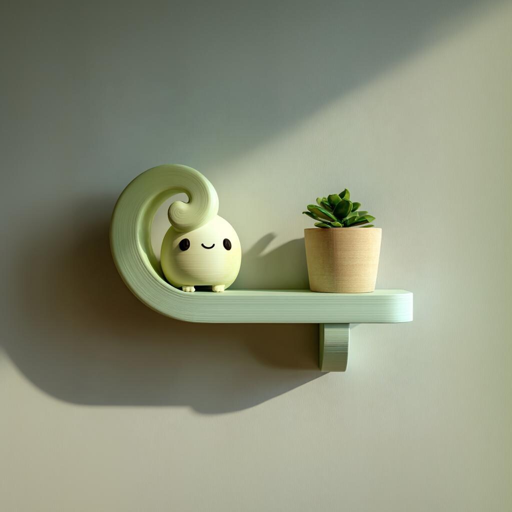 Product gallery view of 3D Printed Kawaii Spiral Wall Shelf.