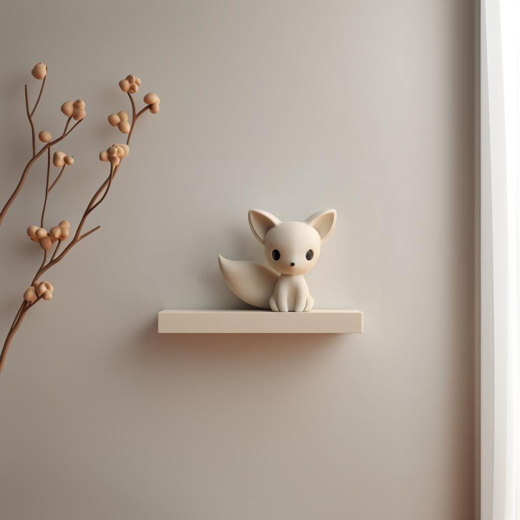 Alternate product view of 3D Printed Fox Character Wall Shelf.