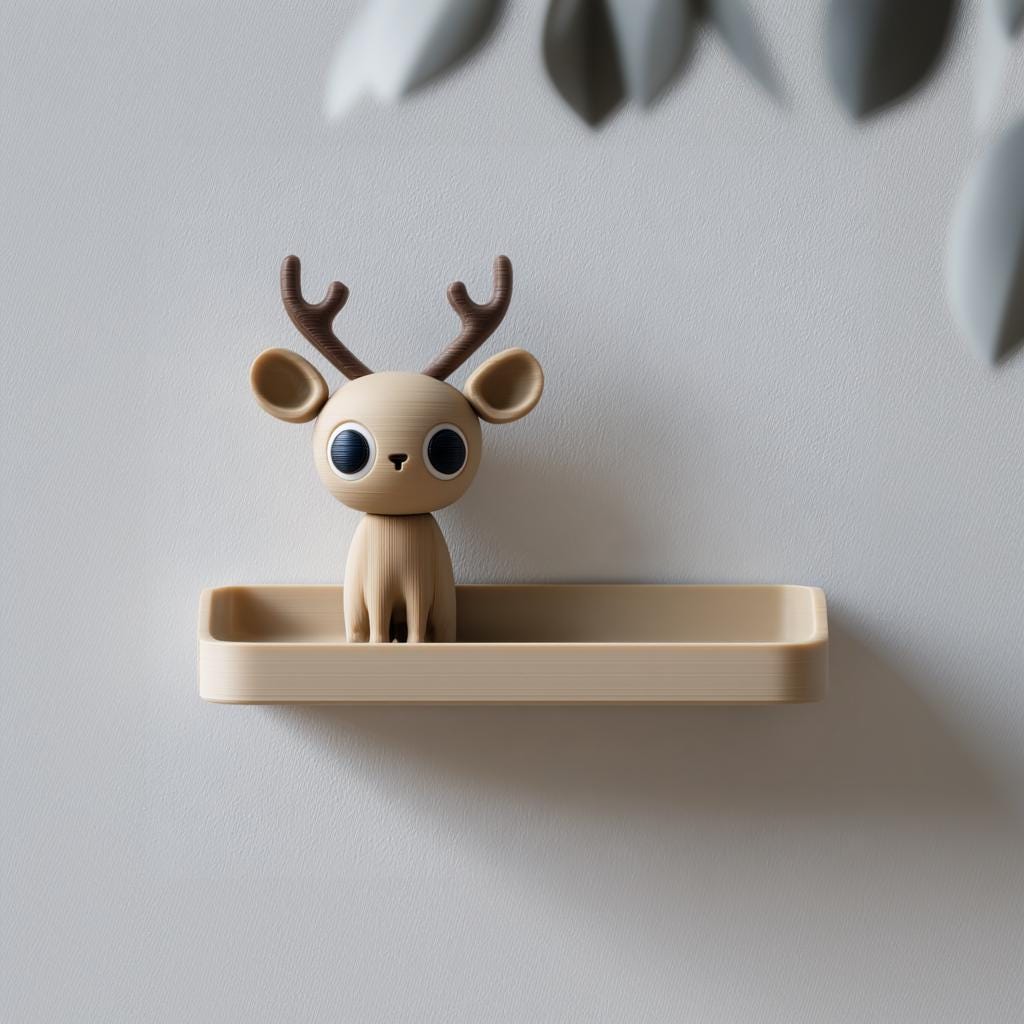 Product gallery view of 3D Printed Deer Antler Wall Shelf.