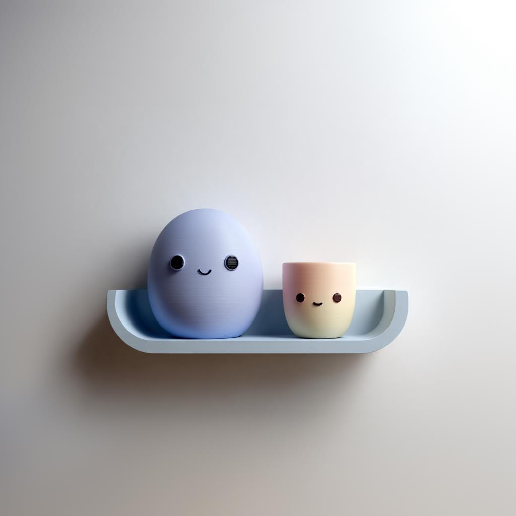 Product gallery view of 3D Printed Egg Friends Wall Shelf.