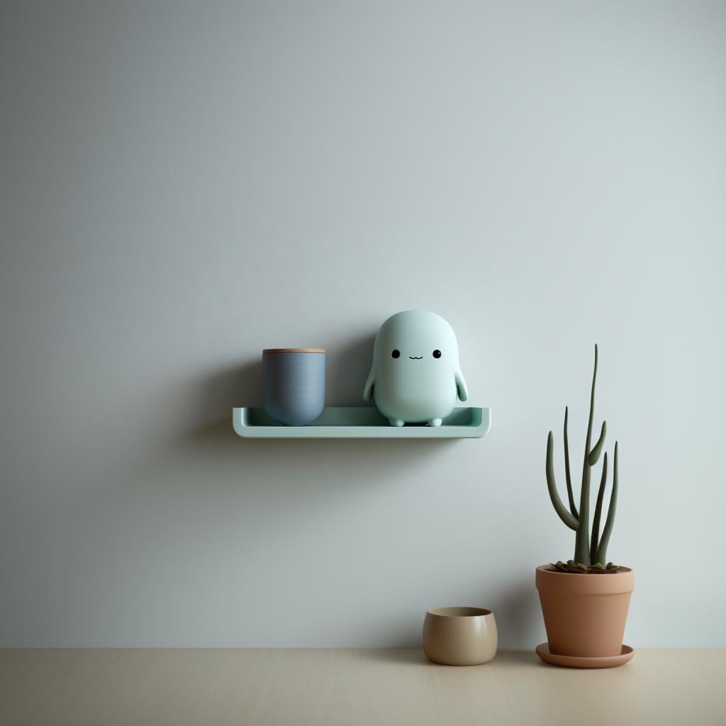 Alternate product view of 3D Printed Cozy Buddy Wall Shelf.