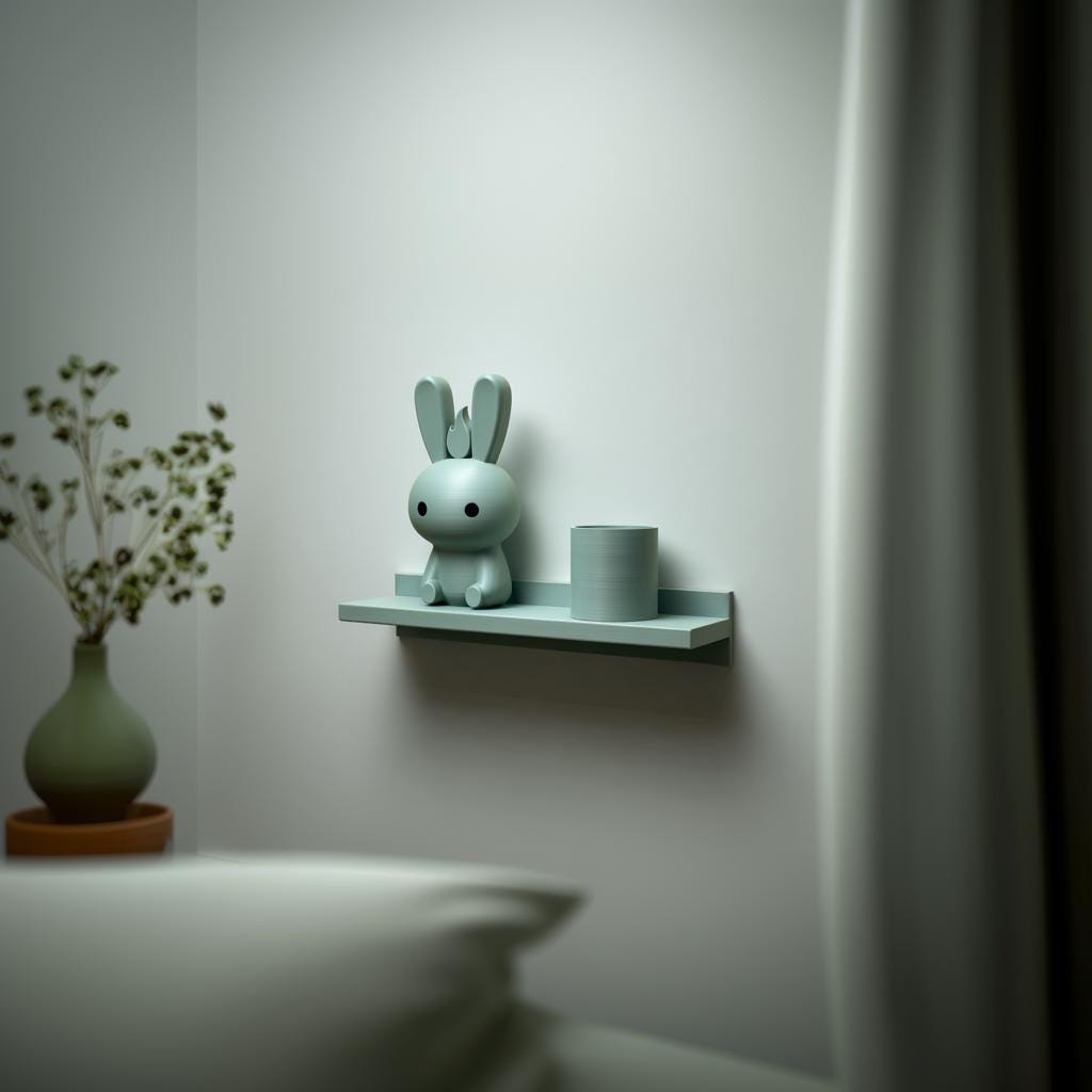 Alternate product view of 3D Printed Bunny Buddy Wall Shelf.