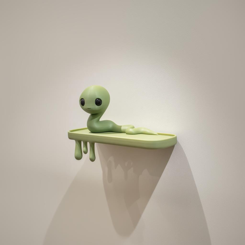 Alternate product view of 3D Printed Snake Creature Wall Shelf.