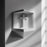 Product gallery view of 3D Printed Cross Prayer Niche Wall Shelf.