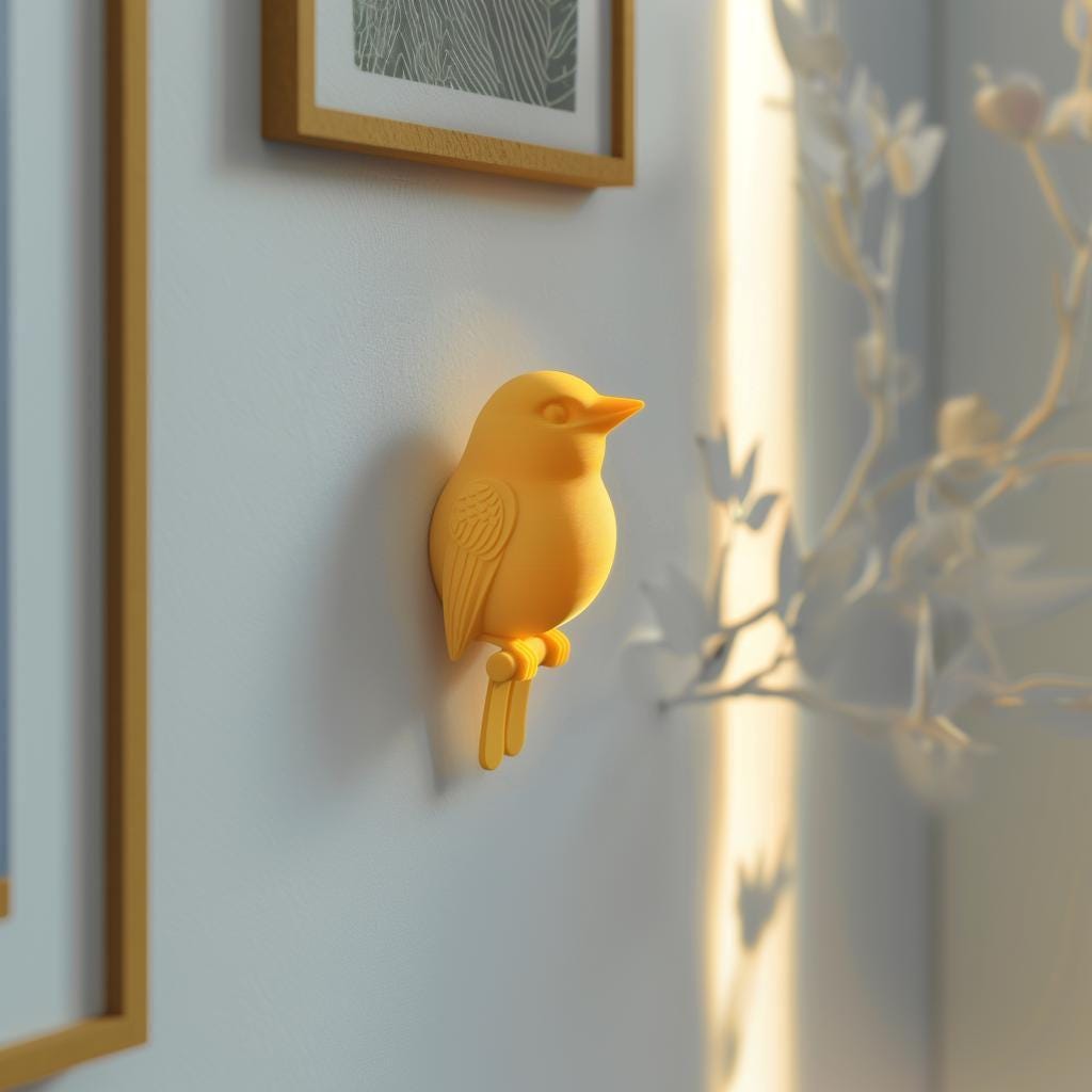 3D Printed Minimal Bird Wall Sculpture shown in the product image.