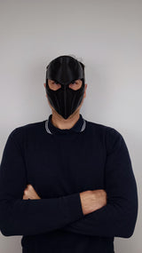Product presentation view of 3D Printed Tactical Supervillain Mask.