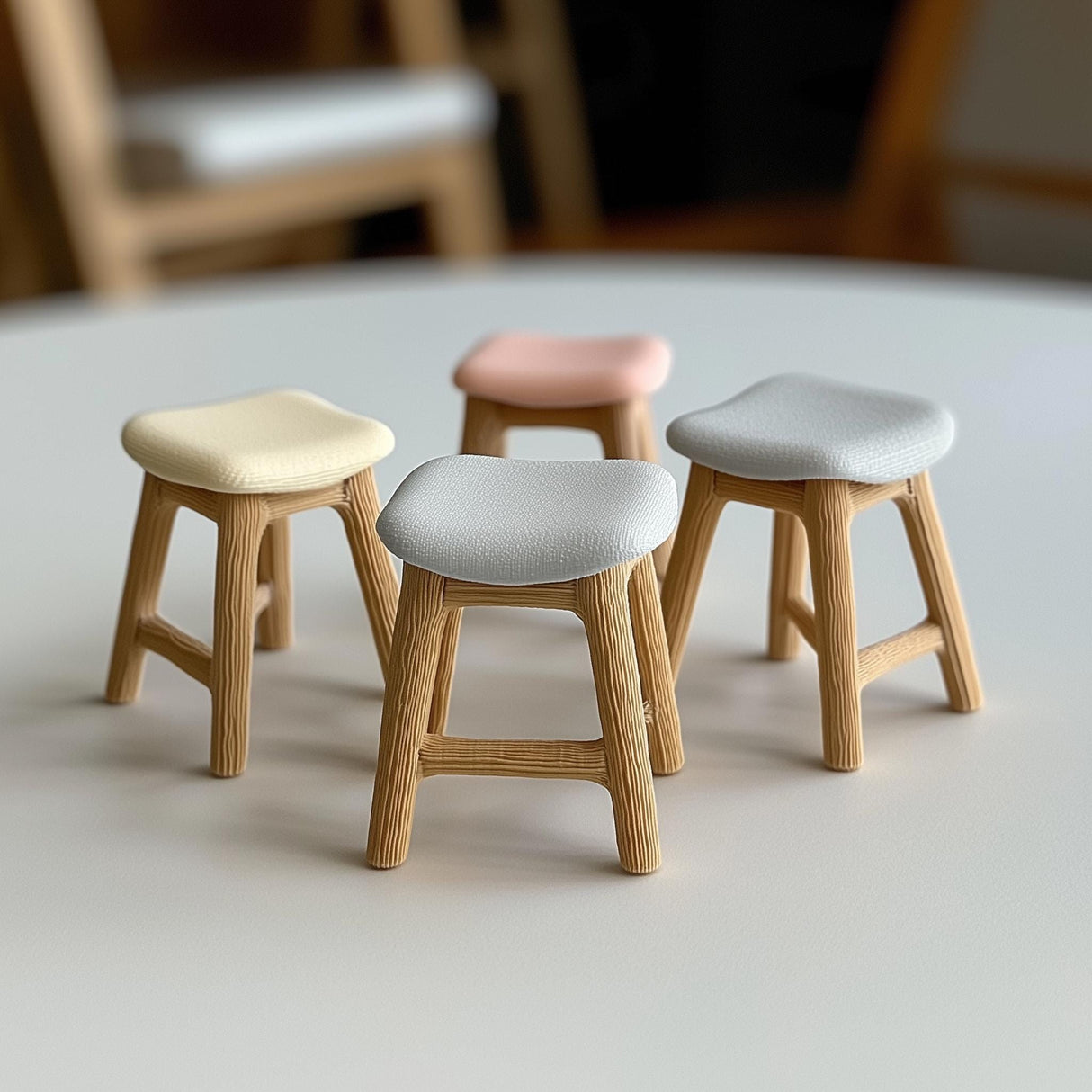 Additional product presentation of 3D Printed 1:12 Dollhouse Stool Set of 4.
