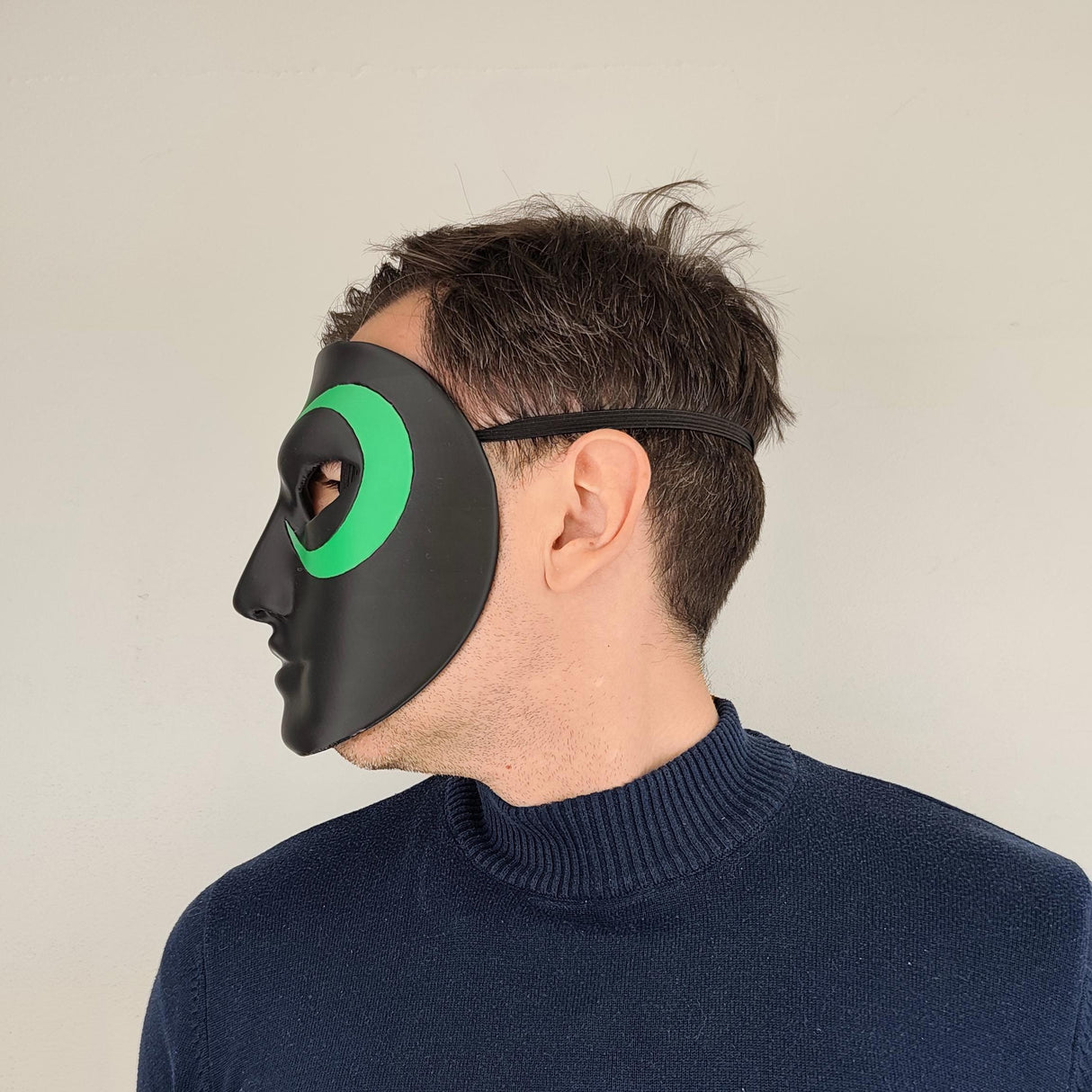 Additional product detail of 3D Printed Black Full Face Cosplay Mask.