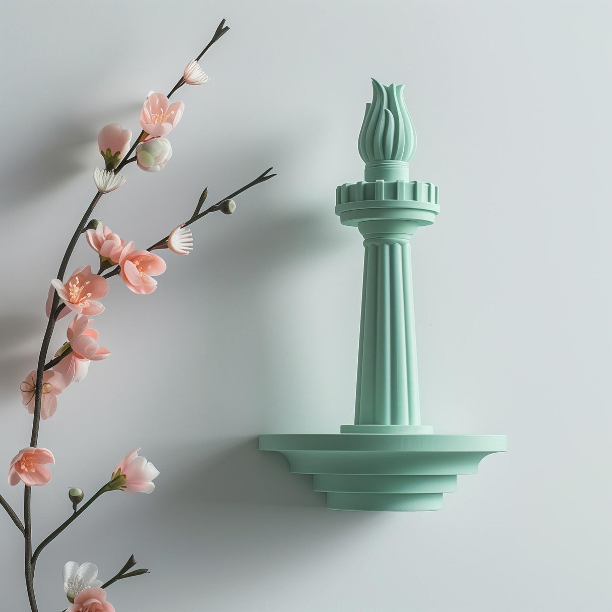3D printed wall decor inspired by the Statue of Liberty torch.