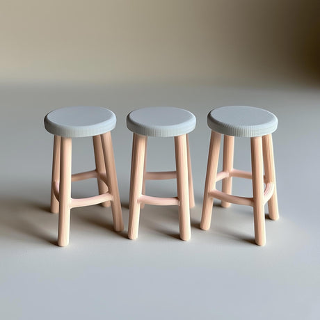 3D Printed 1:12 Bar Stool Set of 3 shown in the product image.