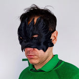 Product detail view of 3D Printed Black Raven Beak Cosplay Mask.