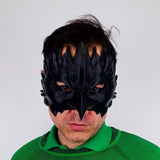 Product presentation view of 3D Printed Black Raven Beak Cosplay Mask.