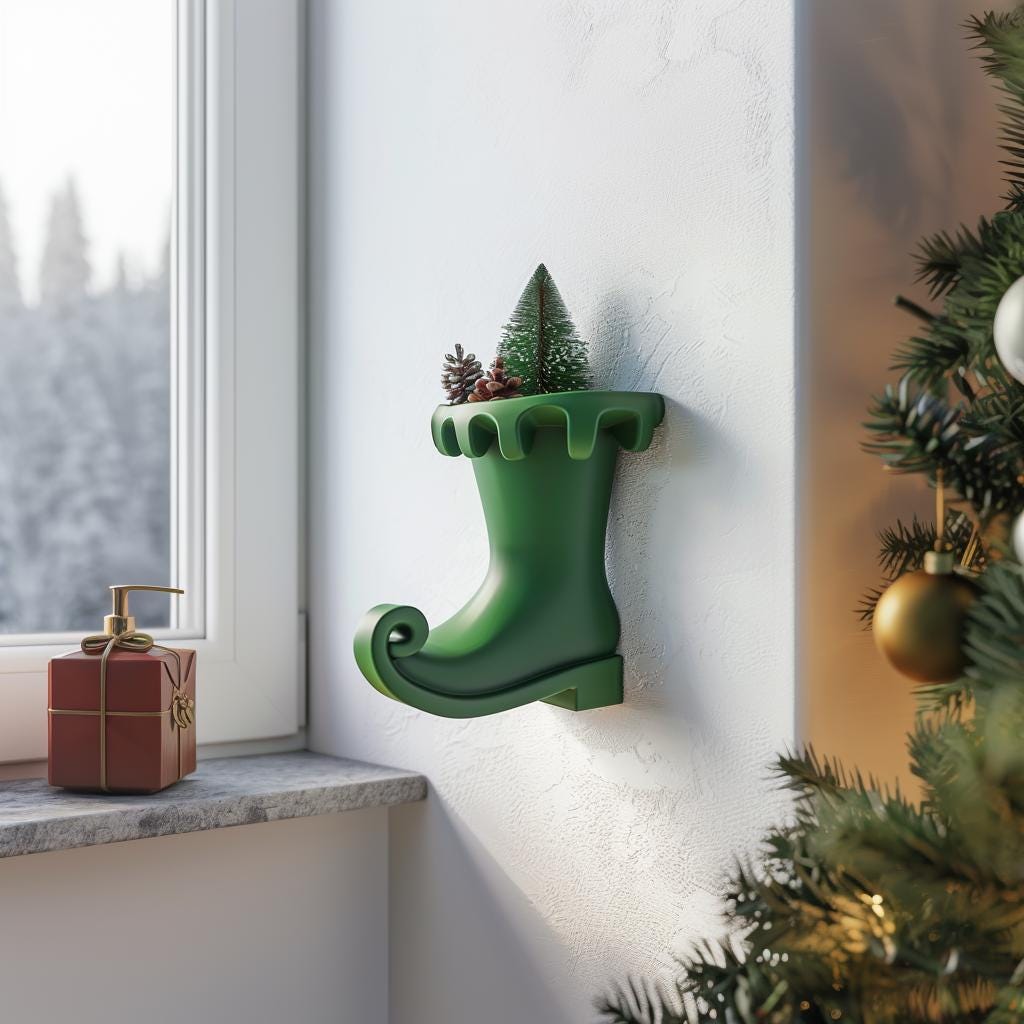 Alternate product view of 3D Printed Elf Boot Wall Vase.
