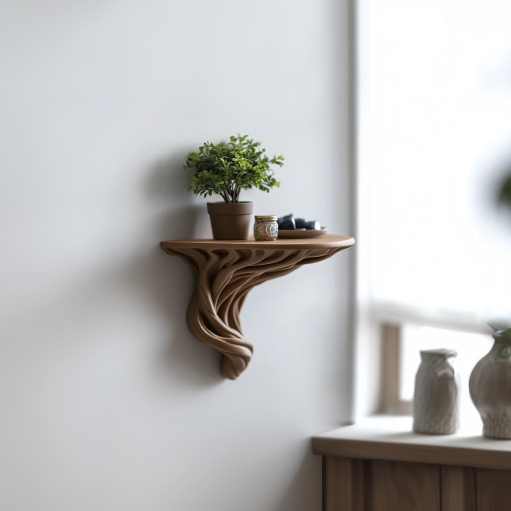 Additional product detail of 3D Printed Tree Root Wall Shelf.