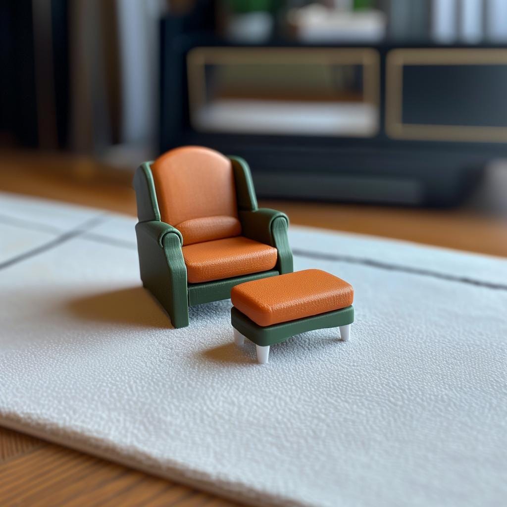 Additional product view of 3D Printed 1:12 Modern Chair and Ottoman.