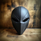 Product presentation view of 3D Printed Futuristic Warrior Mask.