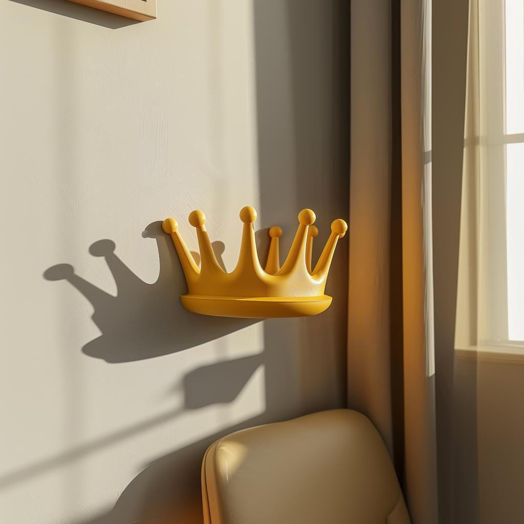 Alternate product view of 3D Printed Modern Crown Wall Shelf.