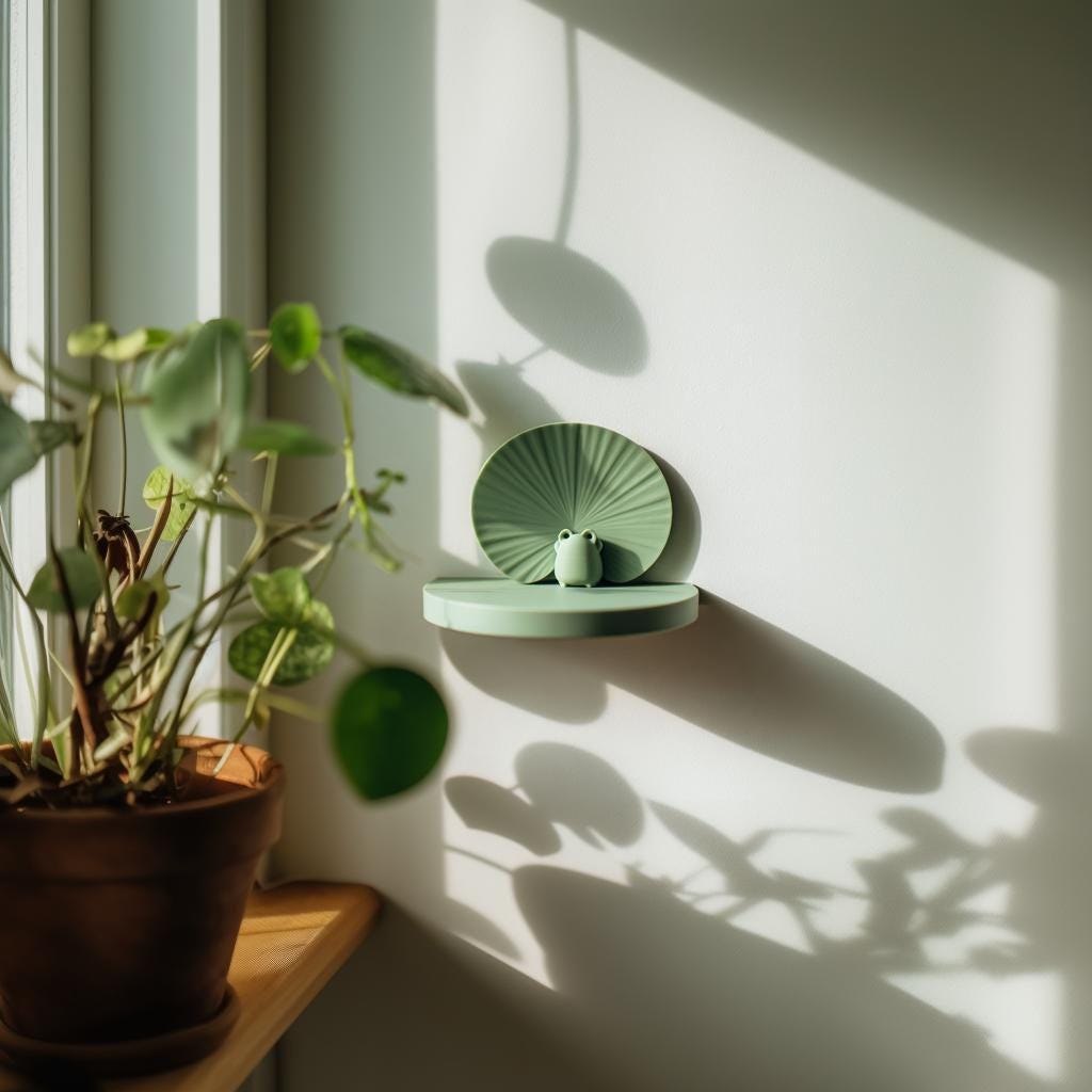 Alternate product view of 3D Printed Frog Wall Shelf.
