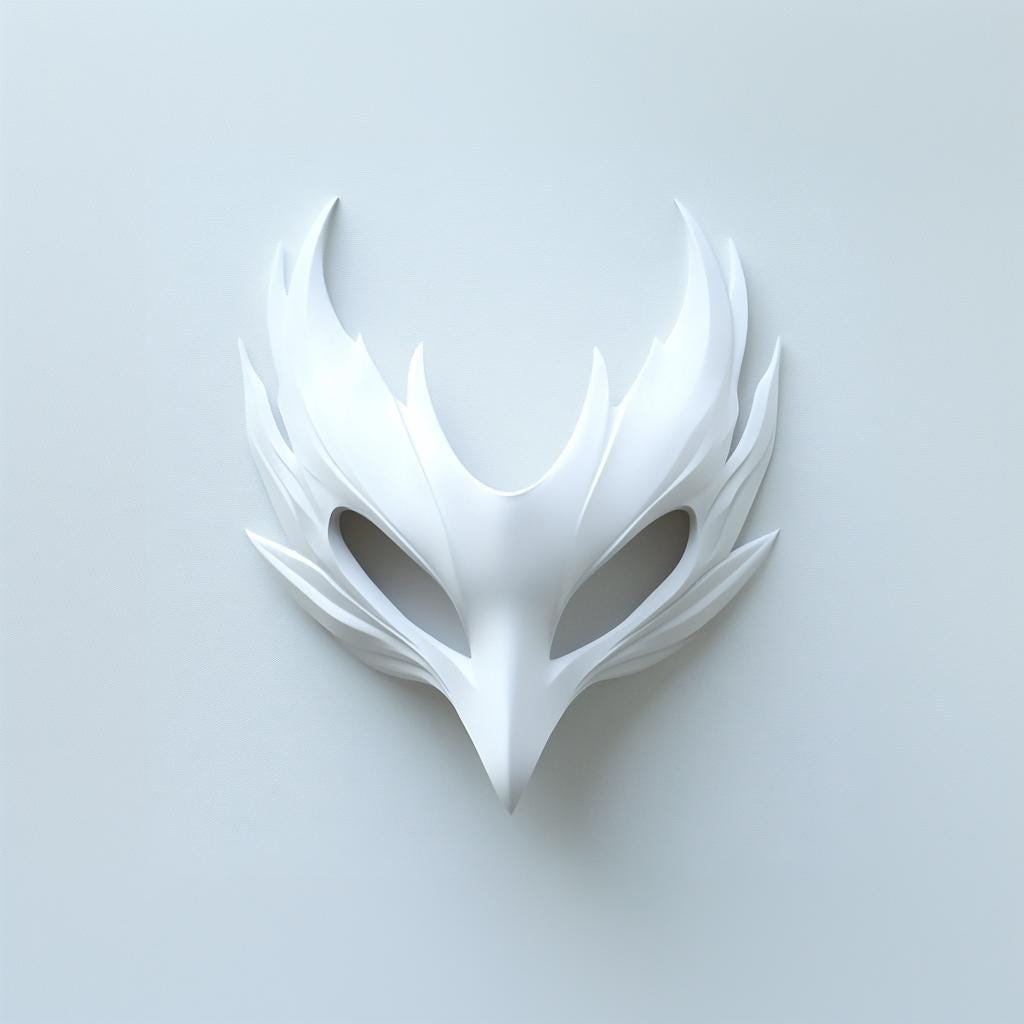 Product display view of 3D Printed Bird Mask.