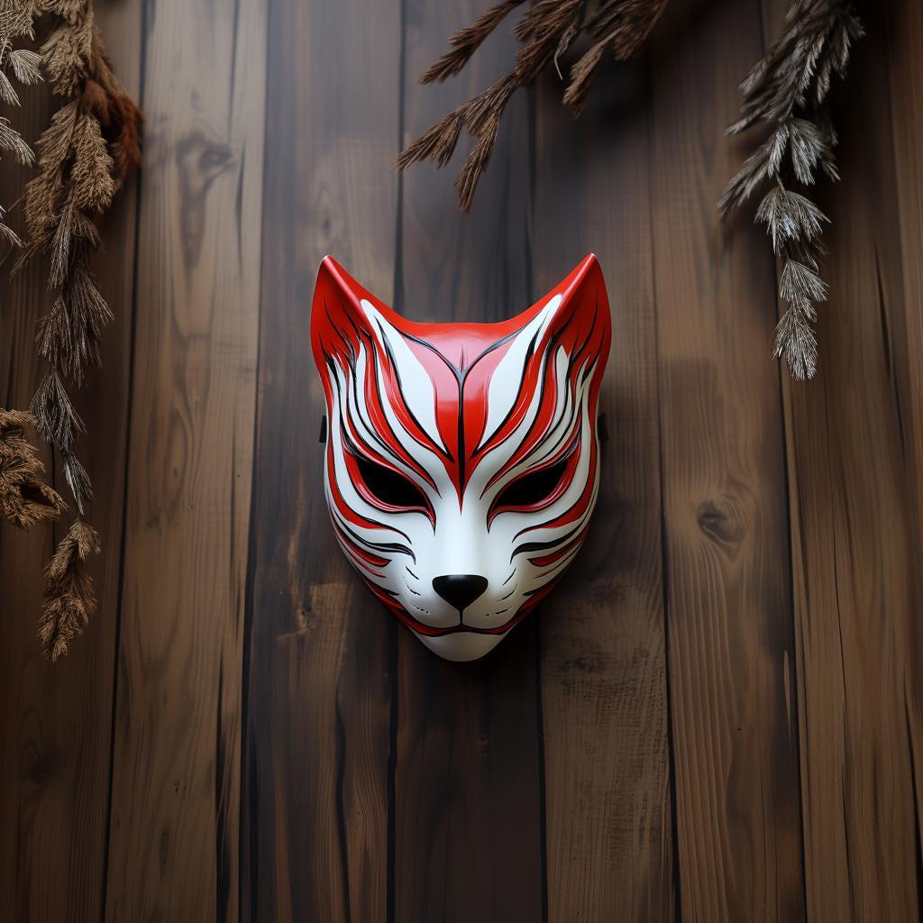 Alternate gallery view of 3D Printed Japanese Fox Warrior Mask.