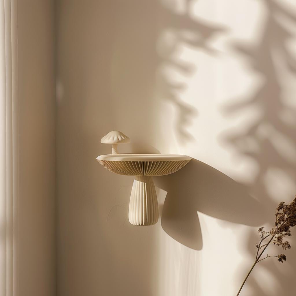 Additional product view of 3D Printed Organic Mushroom Wall Shelf.