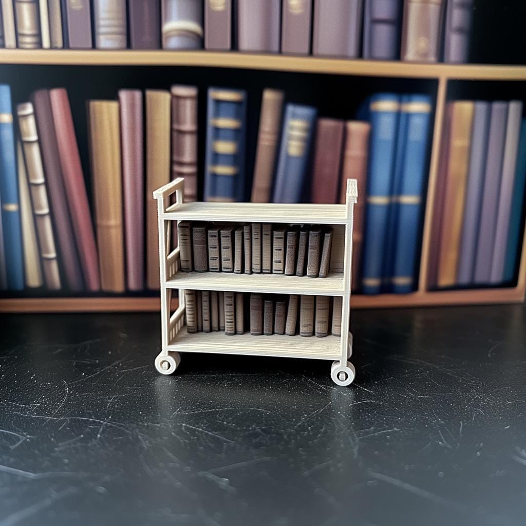 Alternate product view of 1:12 Dollhouse Library Cart.