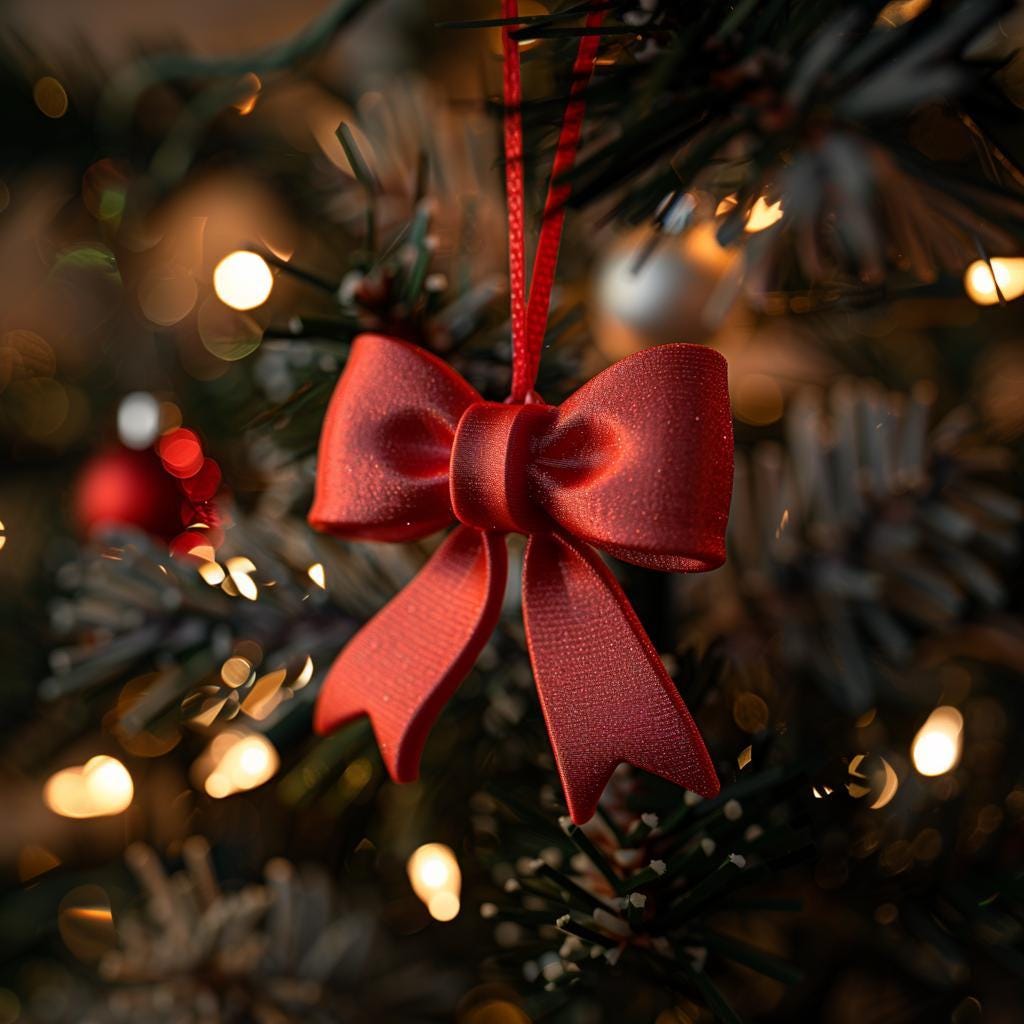 Product gallery view of 10-Piece 3D Printed Bow Ornament Set.