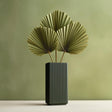 Tall rectangular 3D printed vase with vertical ribbed grooves in dark green color.