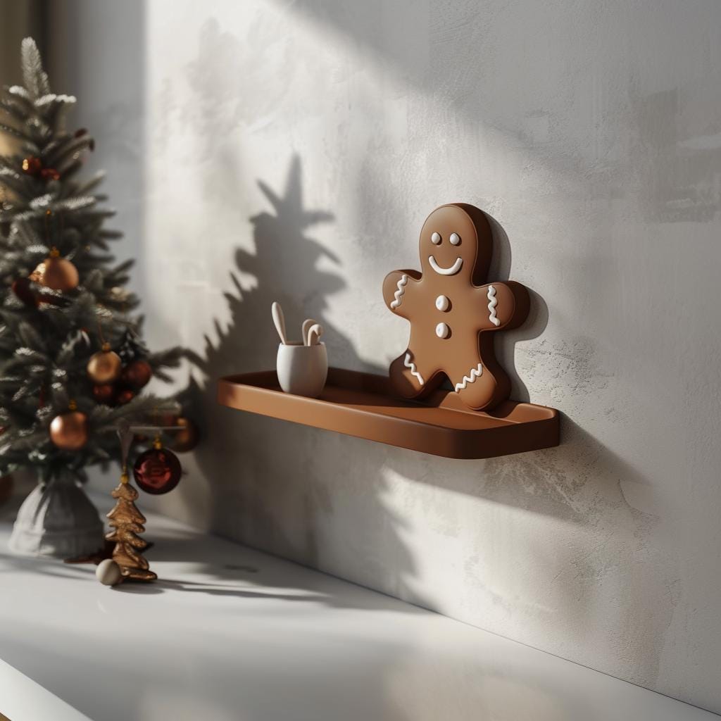 Additional product view of 3D Printed Gingerbread Wall Shelf.