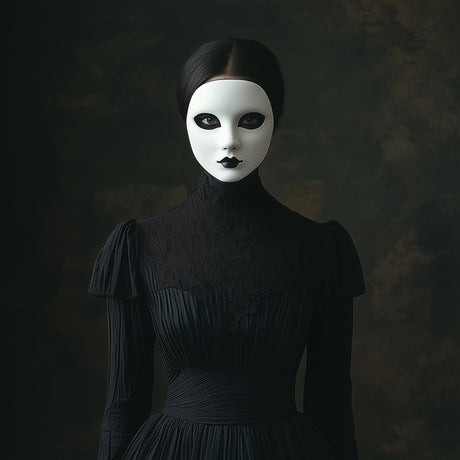 3D printed Victorian phantom mask with a haunting full-face silhouette and Gothic detailing.