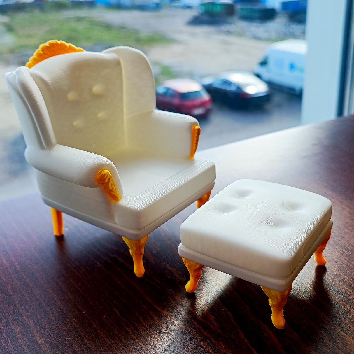 Alternate product view of 3D Printed 1:12 Victorian Sofa and Ottoman.