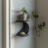 Product gallery view of 3D Printed Double-Tier Spiral Wall Shelf.