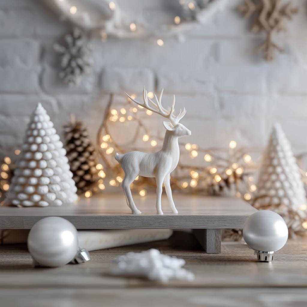 3D Printed Minimal Reindeer Figurine shown in the product image.