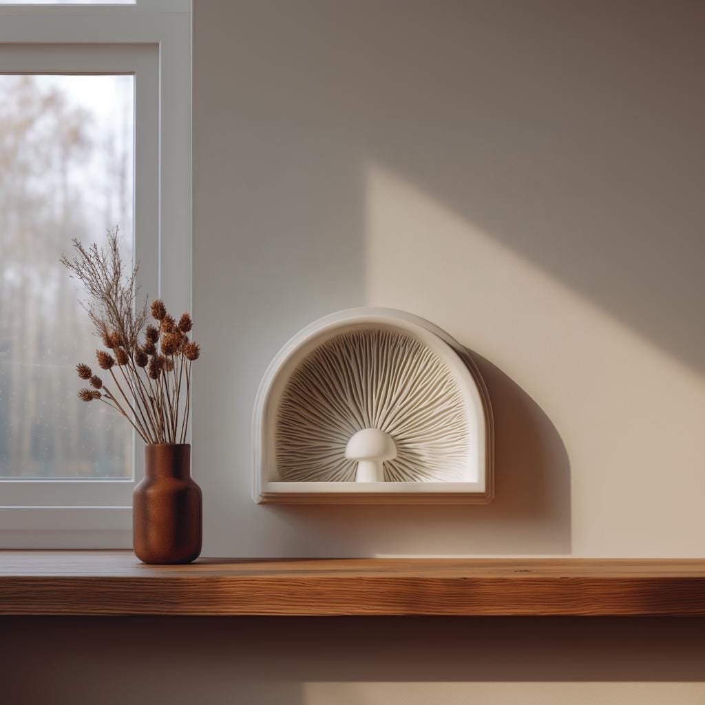 Alternate gallery view of 3D Printed Mushroom Niche Wall Shelf.