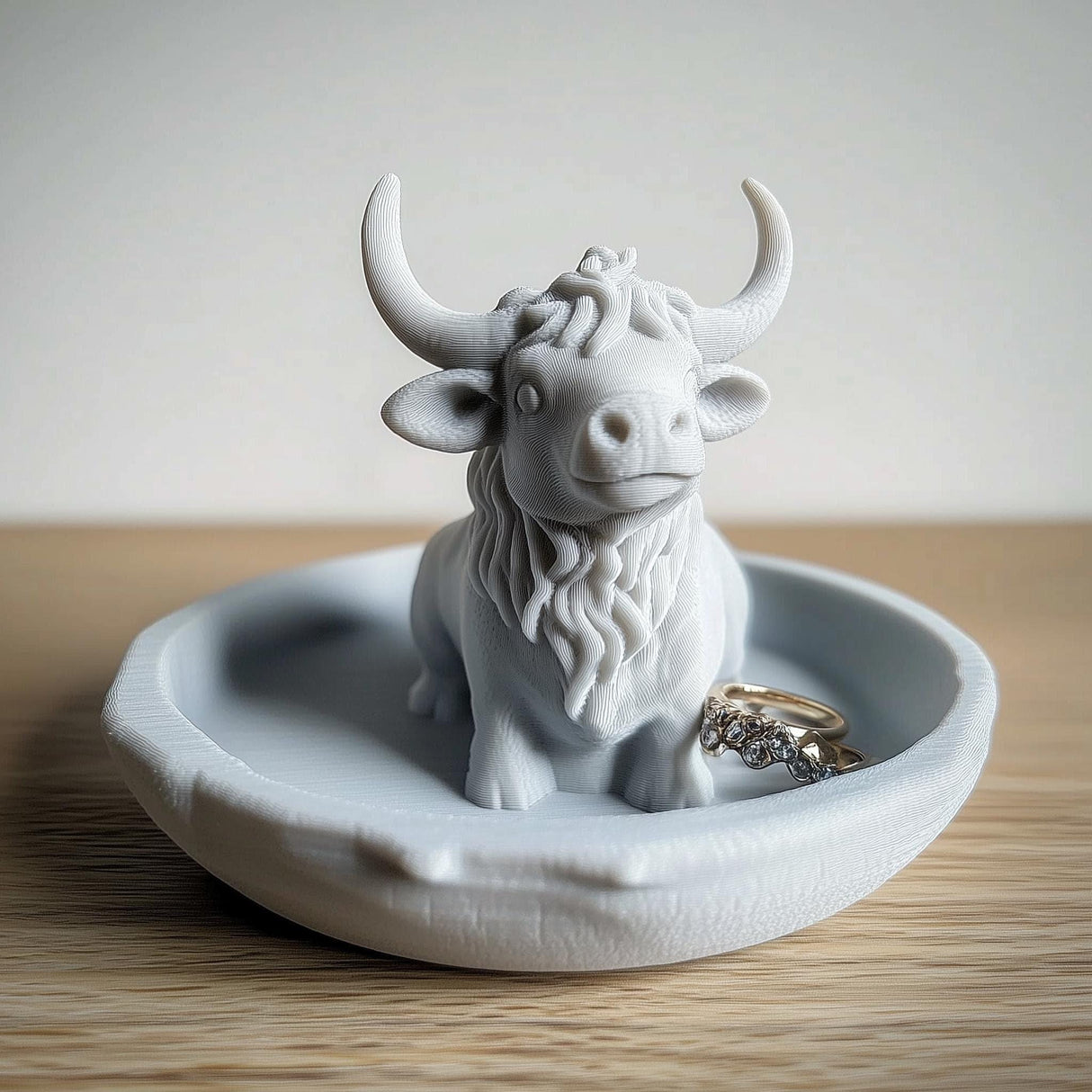 Cow Jewelry Dish | 3D Printed Ring Holder | Highland Cow Trinket Dish