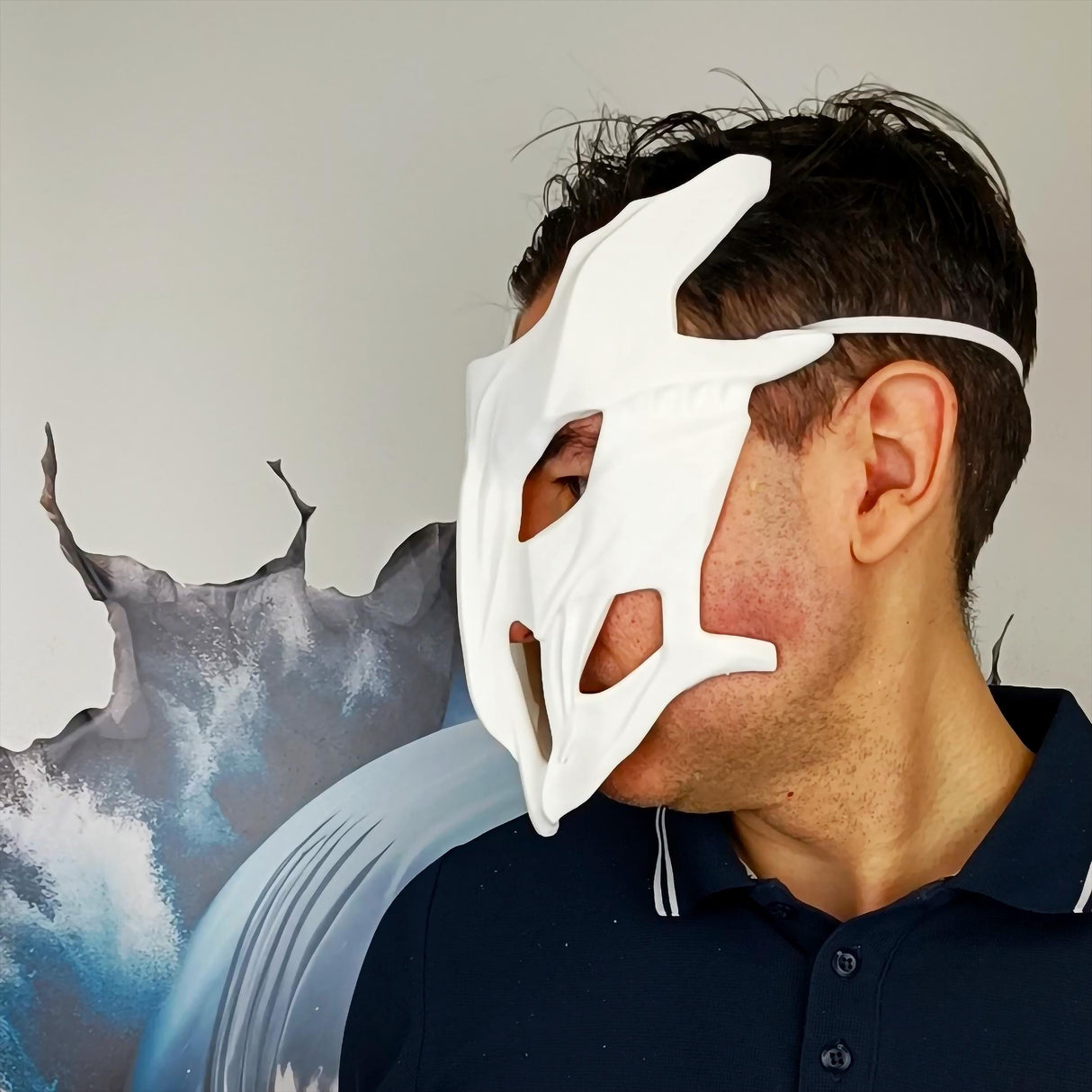 Additional product detail of 3D Printed Biomorphic Cyberpunk Mask.
