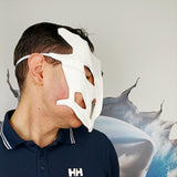 Product presentation view of 3D Printed Biomorphic Cyberpunk Mask.