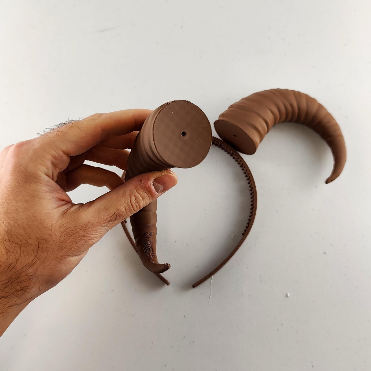 Additional product view of 3D Printed Curved Ram Horns Headband.